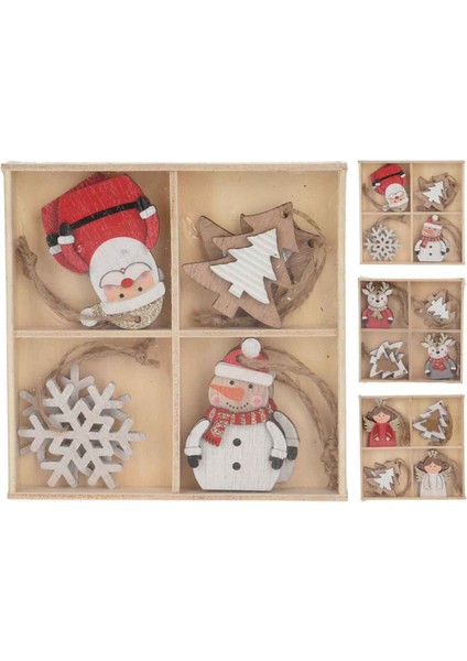 Ahşap Yılbaşı Ağacı Süsü GR9121440 2 Adet