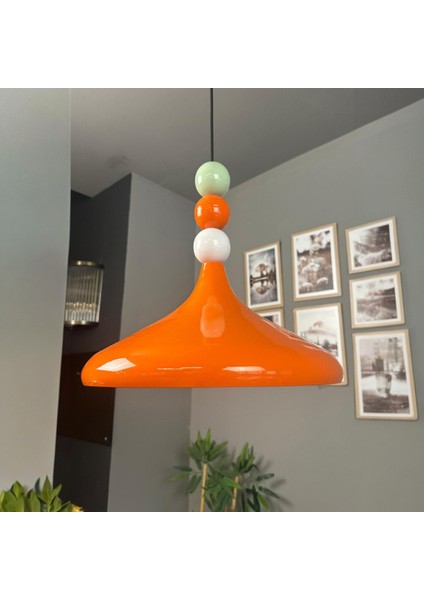 Champion Parlak Turuncu Renkli Boncuk Başlık Tekli Avize Sarkıt Salon Mutfak Aydınlatma Avizeler