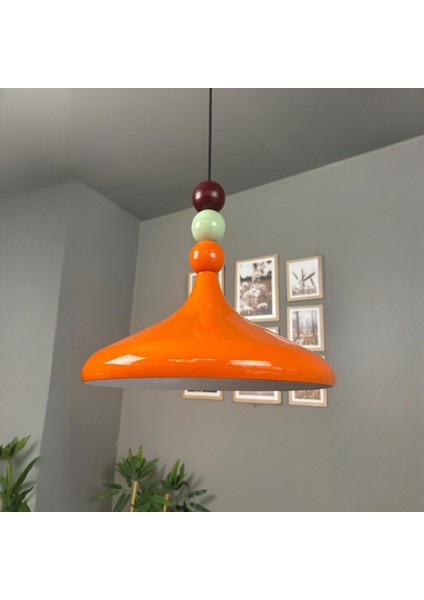 Champion Parlak Turuncu Renkli Boncuk Başlık Tekli Avize Sarkıt Salon Mutfak Aydınlatma Avizeler