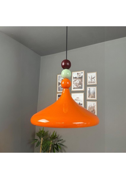 Champion Parlak Turuncu Renkli Boncuk Başlık Tekli Avize Sarkıt Salon Mutfak Aydınlatma Avizeler indirimleri