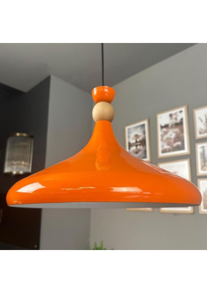 Parlak Turuncu Ahşap Şapka Tekli Avize Sarkıt Salon Mutfak Cafe Butik Lamba Aydınlatma Avizeler fiyatları