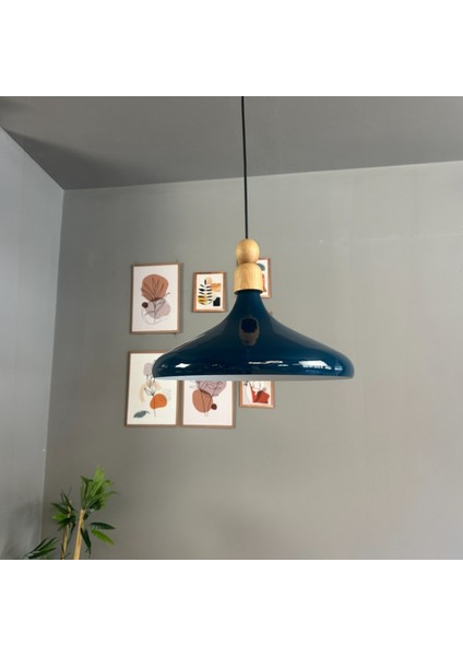 Deniz Yeşili Tekli Avize Kalın Ahşap Boncuk Sarkıt Salon Mutfak Pastane Lamba Aydınlatma Avizeler