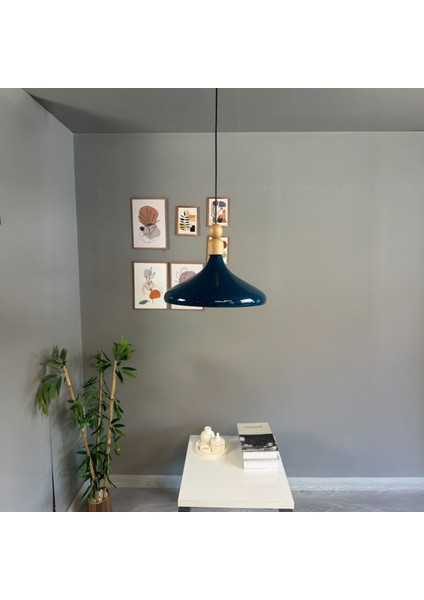 Deniz Yeşili Tekli Avize Kalın Ahşap Boncuk Sarkıt Salon Mutfak Pastane Lamba Aydınlatma Avizeler modelleri