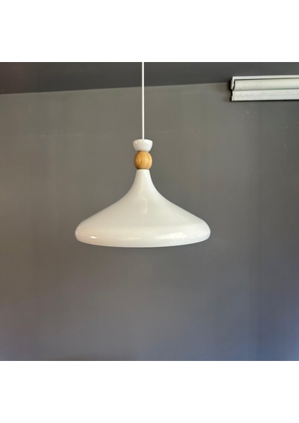 Champion Beyaz Ahşap Şapka Tekli Avize Sarkıt Salon Mutfak Cafe Butik Lamba Aydınlatma Avizeler modelleri