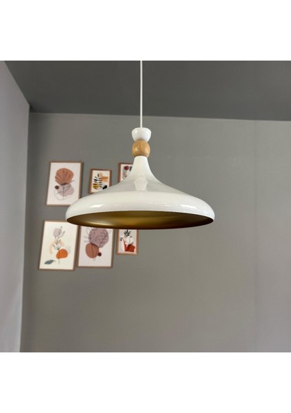 Champion Beyaz Ahşap Şapka Tekli Avize Sarkıt Salon Mutfak Cafe Butik Lamba Aydınlatma Avizeler fırsatları