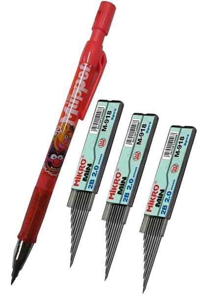 mm Kalın Uçlu Versatil Kalem Kırmızı Renk 1 Adet ve 2.0 mm Uç Siyah 3 Adet Kalın Uçlu Mekanik Kalem