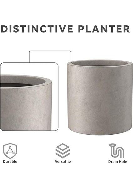 12.6 "dia Yuvarlak Beton Saksı, Modern Stil Büyük Silindirik Bitki Saksısı, Drenaj Deliği ve Iç Mekan Dış Mekan Veranda Için Kauçuk Tapa, Yıpranmış Beton modelleri
