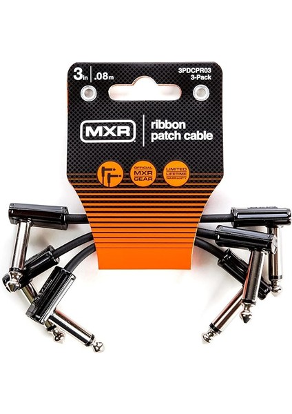 Jım Dunlop Şerit Yama Kablosu 3 "| 3"-3 Paket, 1/4-Inç Dik Açı (3PDCPR03)