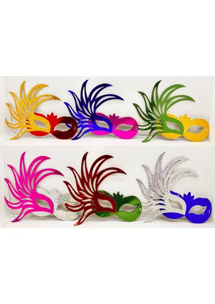 Rengarenk Kağıt Malzemeden İmal Parti Balo Maskesi 6 Adet fiyatları