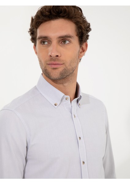 Erkek Bej Slim Fit Uzun Kollu Gömlek 50250841-VR011 fırsatları