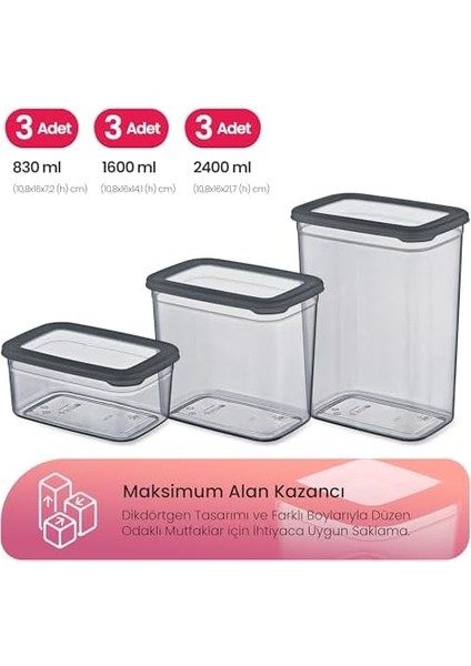 Life Tower Premium 9’lu Dikdörtgen Saklama Kabı Seti – 3 Farklı Boy, Kilitli Kapak, Dikey Tasarım, Bpa Içermez ( ) fiyatları