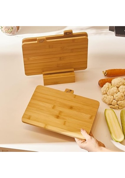 Home Standlı 3'lü Bambu Kesme Tahtası Seti – Hijyenik ve Dayanıklı Mutfak Kesim Panosu, Sebze ve Et Doğrama Için Ideal, Şık ve Fonksiyonel Tasarım indirimleri