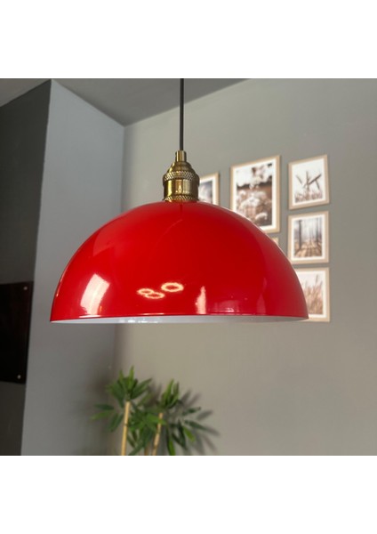 Yimpi Kırmızı Avize Tekli Sarkıt Lale Başlık Salon Mutfak Kuaför Lamba Dekoratif Aydınlatma Pastane