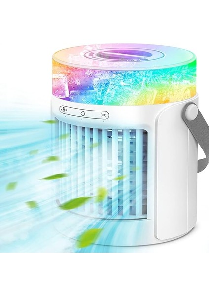 Taşınabil Klimalar Fan, Evaporatif Mini Hava ile 3 Hızları 7 Renkler, Ing Nemlendici Kişisel Hava Dokunmatik Ekran Masaüstü Soğutma Fanı Ev Odası Ofis Için Büyük Su Tankı ile