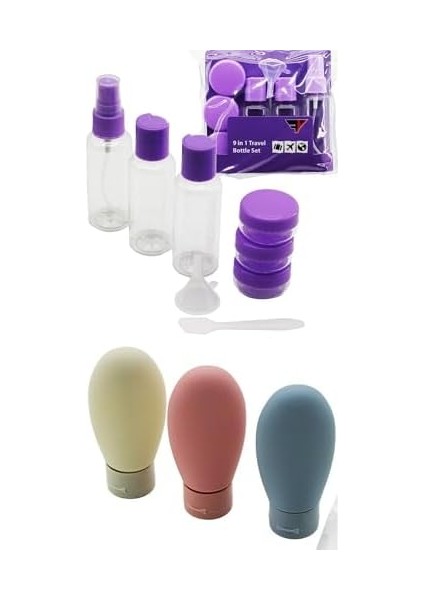 Aee® 13 Parça Seyahat Şişe Seti – Parfüm, Şampuan, Krem, Losyon Için Uçak Uyumlu Taşınabilir Kaplar – Fermuarlı Pvc Çantalı & Hunili Spatulalı Valiz Düzenleyici Seyahat Şişesi Kiti