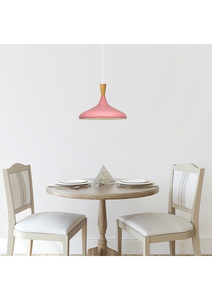 Pembe Ahşap Huni Tekli Avize Sarkıt Salon Mutfak Cafe Butik Lamba Aydınlatma Avizeler fırsatları