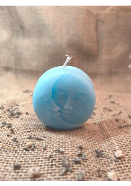 Güneş ve Ay Yüzlü Dekoratif Mum, Tek Renk