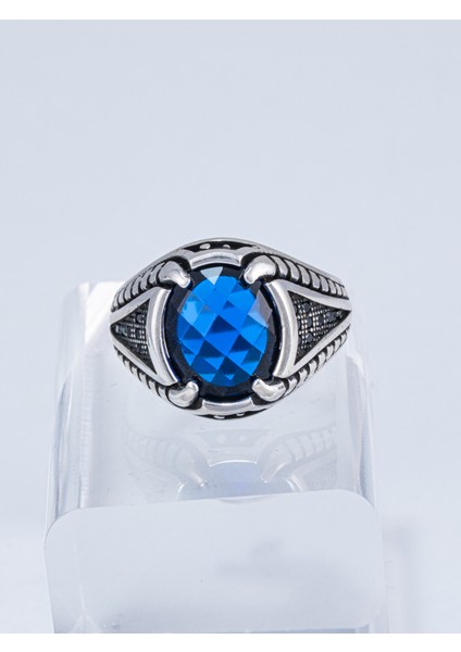 Doğal Safir Taşlı 925 Ayar Gümüş Erkek Yüzük –şıklık ve Asalet Bir Arada