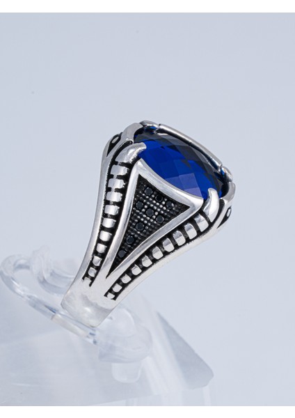 Doğal Safir Taşlı 925 Ayar Gümüş Erkek Yüzük –şıklık ve Asalet Bir Arada fırsatları
