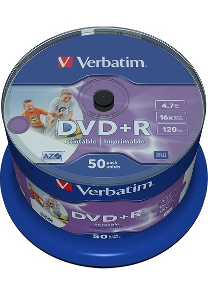 Dvd+R Wıde Inkjet Prıntable No Id 50PK Spındle 4.7gb 16X