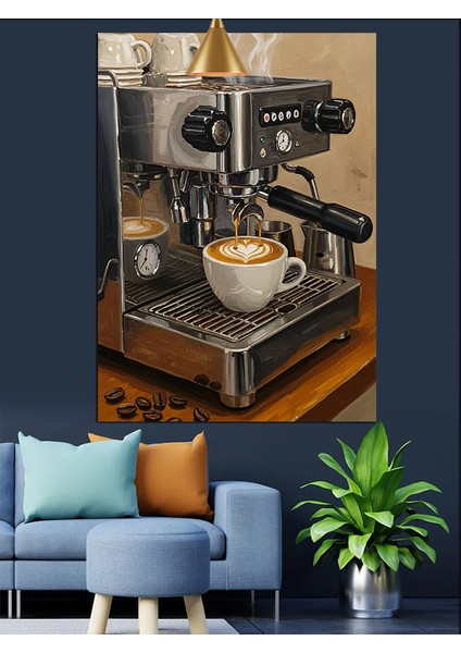 Espresso Makinesinin Detaylı Yakın Çekimi Dekoratif Kanvas - Mdf Ahşap Tablo fiyatları