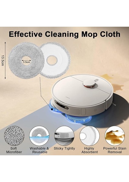 X20+ / X10+, Dreame L10S Ultra / L20 Ultra / L10 Ultra / L10 Ultra Elektrikli Süpürge Yedek Parçaları Aksesuarları Vakum Çantası Robot Yedek Toz Torbası 2,5 Litre Kit + 4 Paspas Bezi indirimleri