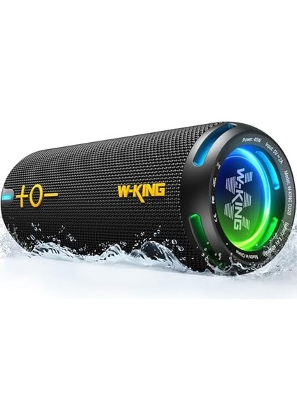 W-Kıng Bluetooth Hoparlörler - IP67 Su Geçirmez Dış Mekan Taşınabilir Kablosuz Hoparlör, 40W Hd 360° Işıklı Surround Ses, Özel Eq ve Derin BAS/V5.3/DSP/24H/TF/AUX, Toz Geçirmez, Duş, Kamp Için fiyatları
