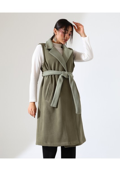 Kadın Çift Cep Bağlamalı Uzun Yelek indirimleri