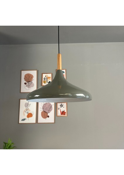 Antrasit Champion Ahşap Başlık Tekli Avize Sarkıt Salon Mutfak Cafe Butik Lamba Aydınlatma Avizeler