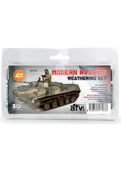 Ak 4160 4X35 1X17 Ml. Modern Rus Araçları Eskitme Efekti, Enamel Model Boyası Seti