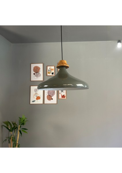 Antrasit Tekli Avize Kalın Ahşap Boncuk Sarkıt Salon Mutfak Pastane Lamba Aydınlatma Avizeler