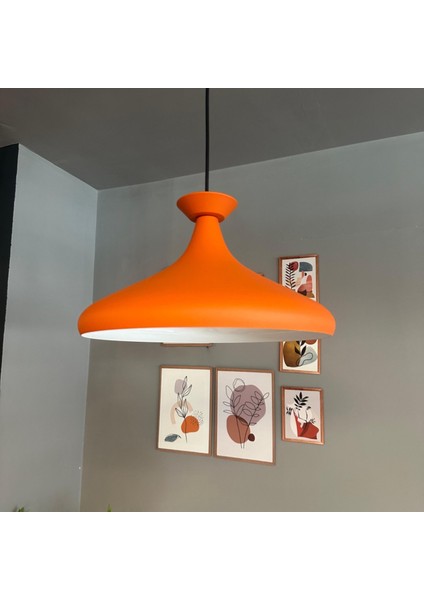 Champion Turuncu Tabak Başlık Tekli Avize Sarkıt Salon Mutfak Butik Lamba Aydınlatma Avizeler