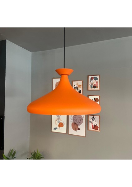 Champion Turuncu Tabak Başlık Tekli Avize Sarkıt Salon Mutfak Butik Lamba Aydınlatma Avizeler fırsatları