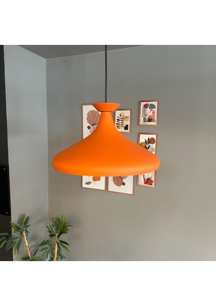 Champion Turuncu Tabak Başlık Tekli Avize Sarkıt Salon Mutfak Butik Lamba Aydınlatma Avizeler indirimleri