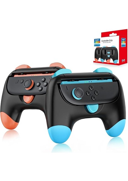 Joy-Con Için Denetleyici Tutamakları Nintendo Switch 2, 2'li Paket Sevimli Konfor Aşınmaya Dayanıklı Sap Kiti Aksesuarları, 2025 Switch 2 Joy-Cons Için Tutucu (Siyah, Turuncu ve Mavi)