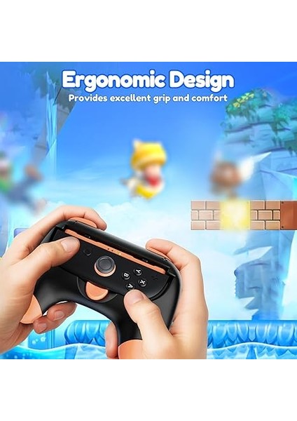 Joy-Con Için Denetleyici Tutamakları Nintendo Switch 2, 2'li Paket Sevimli Konfor Aşınmaya Dayanıklı Sap Kiti Aksesuarları, 2025 Switch 2 Joy-Cons Için Tutucu (Siyah, Turuncu ve Mavi) modelleri