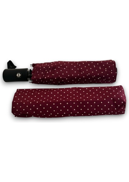 Kırmızı Puantiyeli Tam Otomatik 8 Telli Kısa Şemsiye modelleri