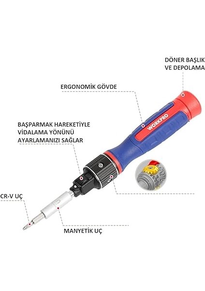 WP221070 9-In-1 Profesyonel Cr-V Cırcırlı Manyetik Hassas Tornavida Seti fırsatları