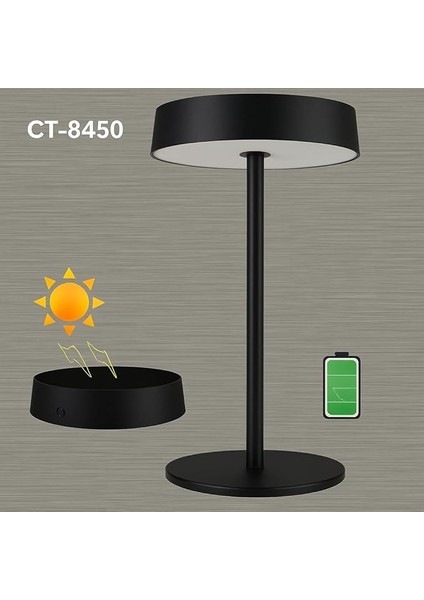 Solar Şarjlı Masa Lambası – 3 Kademeli Dimmer, Dokunmatik, Type-C Usb, Güneş Enerjili, Siyah Metal Gövde, 31 cm fırsatları