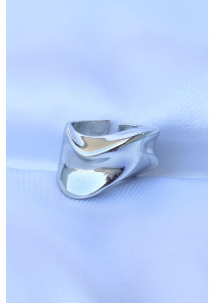 Pirinç Gümüş Renk Ayarlanabilir Kalın Ezme Yüzük - TJ-BYK3167