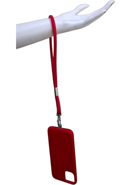 KIRMIZI PARACORD TELEFON EL ASKISI TÜM KILIFLARA UYUMLU