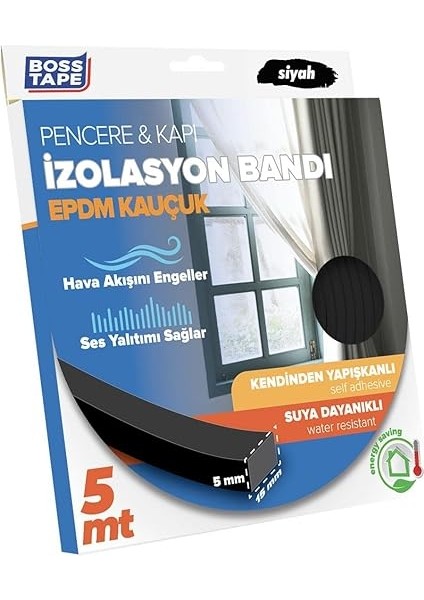 Tape Epdm Kauçuk Pencere Kapı Izolasyon Bandı Siyah 5MMX15MMX5MT fiyatları