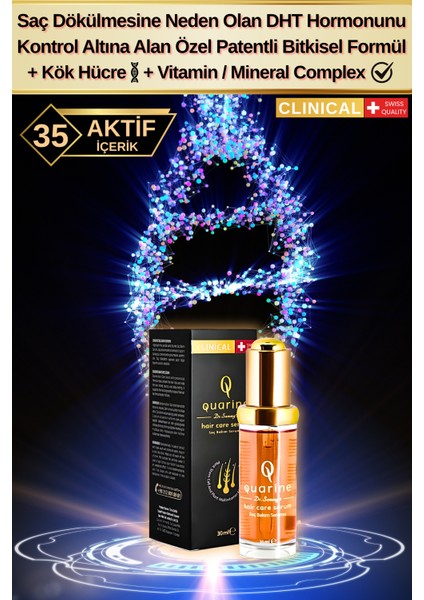 Quarine Onarıcı Premium Saç Serumu (1 Aylık) Dökülmelere Karşı Bitkisel Kök Hücre Ekstratları, Vitamin ve Mineral Içeren %100 Saf ve Doğal Saç, Sakal, Kaş, Kirpik için Serum fiyatları