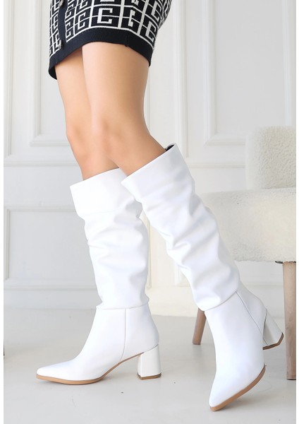 Pitay Beyaz Cilt Topuklu Çizme fiyatları
