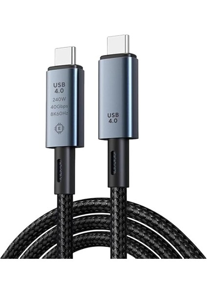 40GBPS 240W 4.0 Thunderbolt Type-C To Type-C Şarj, Data ve 8k 60Hz Görüntü Aktarım Kablosu Tip C 50CM ZR848