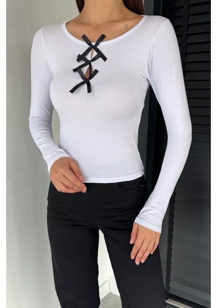 Önü Fiyonk Detaylı Uzun Kol Kadın Body Bluz P-00018941 modelleri