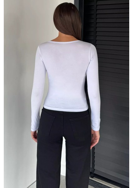 Önü Fiyonk Detaylı Uzun Kol Kadın Body Bluz P-00018941 fırsatları