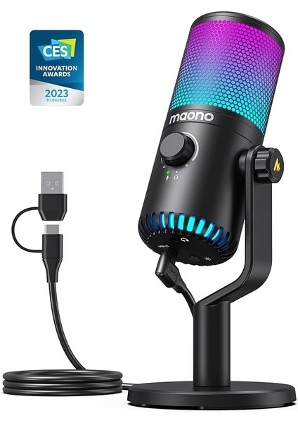 Oyun USB Mikrofon, Programlanabilir Pc Kondenser Mikrofon, Rgb Işıklı, Sessiz, Kazanç, Akış, Podcast, Twitch, Youtube, Discord, Ps5, Ps4, Bilgisayar, Gamerwave DM30 Rgb Için Sıfır Gecikme Izleme