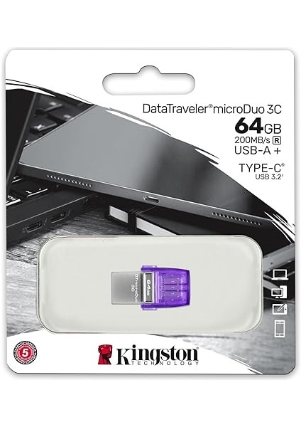 Datatraveler Microduo 3c 64GB Usb-C ve Usb-A Flash Sürücü | 200 Mb/s'ye Varan Hızlar | USB 3.2 Gen 1 | Duo Konnektör | DTDUO3CG3/64GB indirimleri