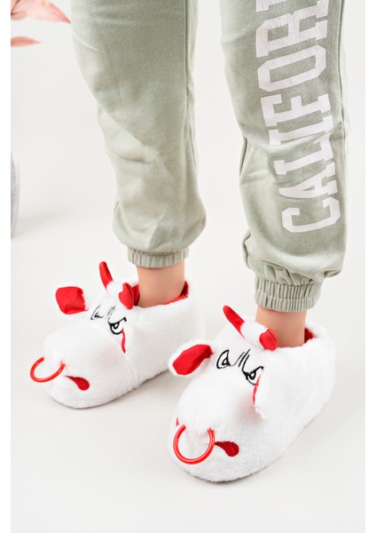 Yumuşak Taban Sevimli Hayvan Panduf Beyaz modelleri